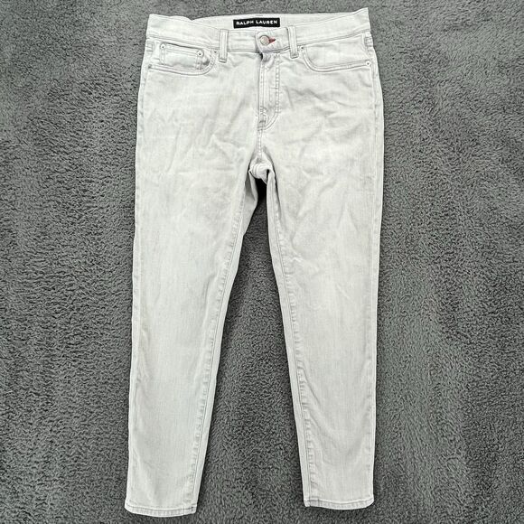 Ralph‎ Lauren 400 Jeans Women Size 32x26 Gray Skinny Mid Rise Made in Italy - Picture 1 of 9